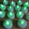 LED Battery Operated Tea Lights, White base and Green Flame