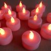 LED Battery Operated Tea Lights, White base and Red Flame
