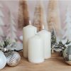 White Rounded Pillar Candles , Realistic Authentic Flame, 3 pack