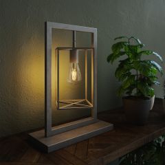 Bright Lightz Industrial Table Lamp, Hanging Bulb Design