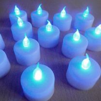 LED Battery Operated Tea Lights, White base and Blue Flame
