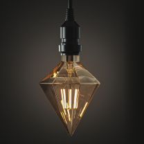 Festoonz 4W E27 Fully Dimmable Vintage LED Light Bulb, Diamond Prism Filament Style, Warm White