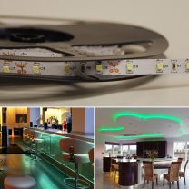 12v Green LED Strip Light, 3528, 60 LED's per Metre