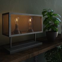 Bright Lightz Industrial Table Lamp, Retro Mesh Box Design