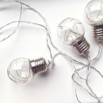 Warm White Battery Festoon Fairy String Lights -10 x Mini Vintage / Traditional Festoon LED Bulbs