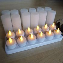 Set of 12 Rechargeable Tea Lights with Candle Holders