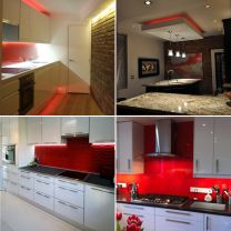 Red Under Cabinet Kitchen Lighting / Plasma TV LED Strip Sets