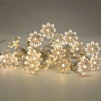 Battery Operated LED Fairy Lights in Warm White with Decorative Flowers