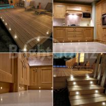 Set of 10 LED Deck Lights / Decking / Plinth / Kitchen Lighting Set - Warm White (15mm)