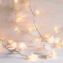 Warm White / Ivory LED Battery Fairy Lights with Silk Roses
