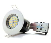 White Fire Rated Downlight Fitting with GU10 7W LED bulb = 50W - 60W Halogen